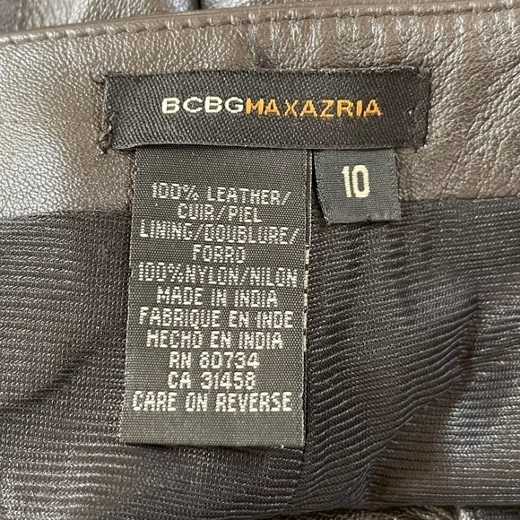 Vintage BCBGMaxAzria Lea Pants Leather Straight Chic Retro Western Brown 10 - Picture 13 of 16